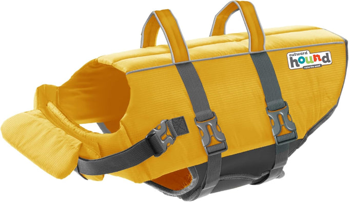 Outward Hound Granby Splash Orange Dog Life Jacket, Medium, High-Visibility, Adjustable Fit, Ripstop Material