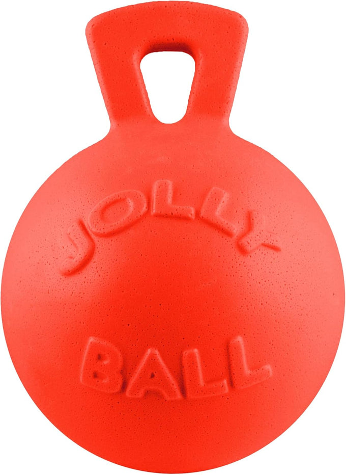 Jolly Pets Tug-n-Toss heavy duty chew ball with handle, blue, 6 inches for medium breeds