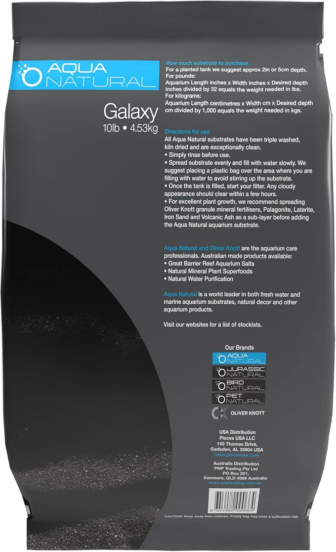 Aqua Natural Galaxy Sand 20lb Substrate for aquascaping in Black for aquariums, vivariums and terrariums