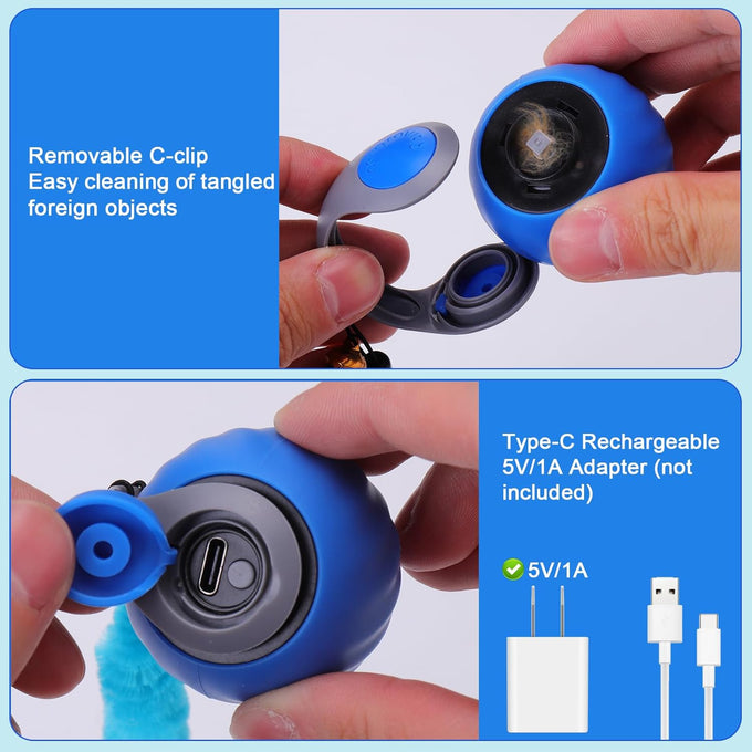Baborui Automatic Interactive Cat Toy Ball for Small/Medium/Large Cats - Blue