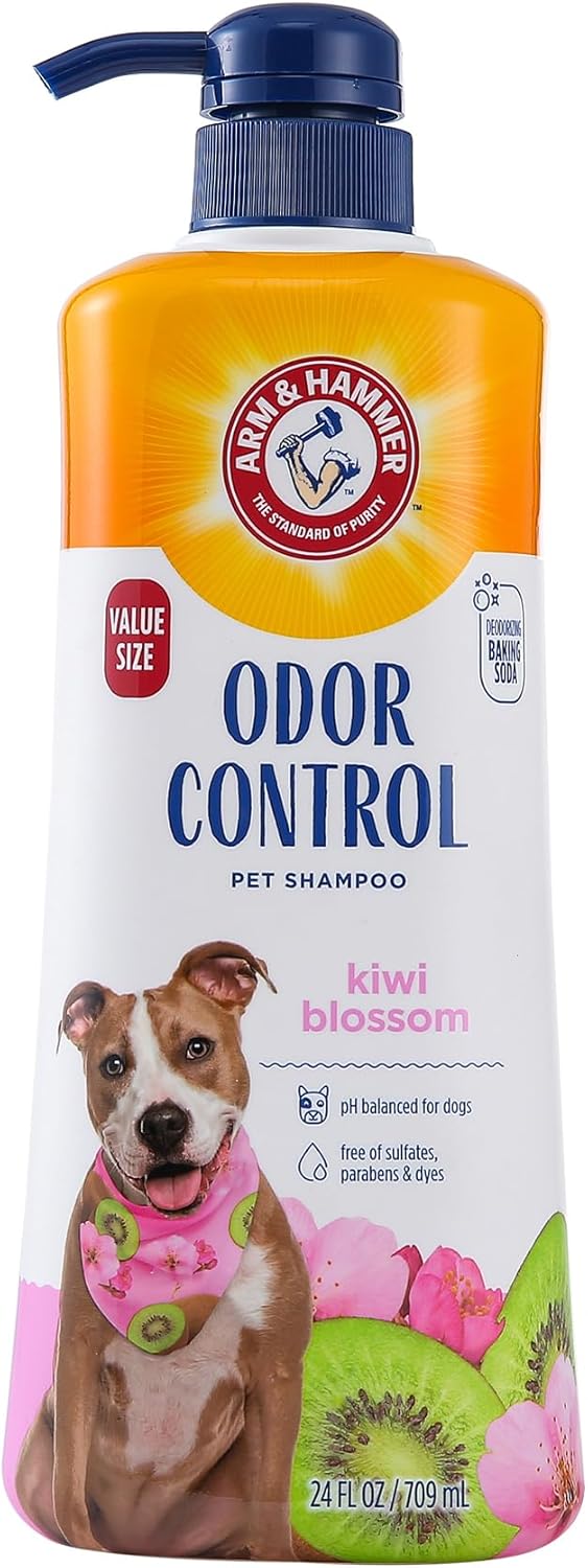 Arm & Hammer Deodorizing Dog Shampoo with Baking Soda, Tearless Moisturizing Formula, Fresh Kiwi Blossom Scent, 20 Fl Oz