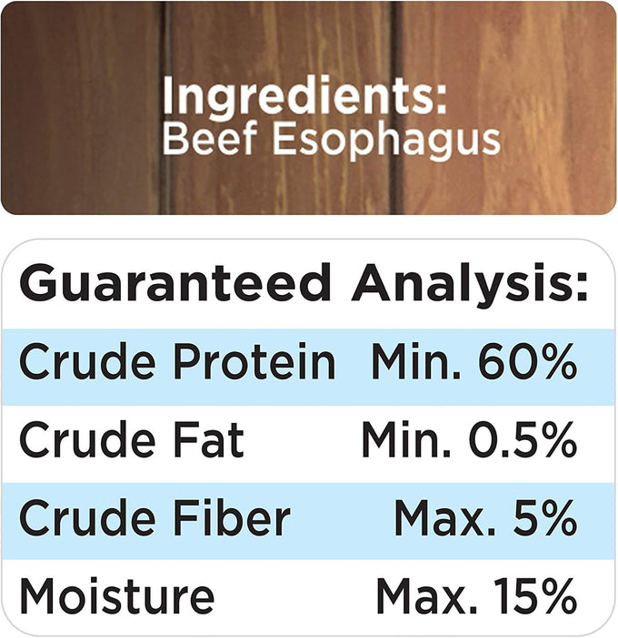 Cadet 100% Beef Esophagus Dog Jerky, 4 Ounce, Single Ingredient, Rawhide Alternative for Dogs