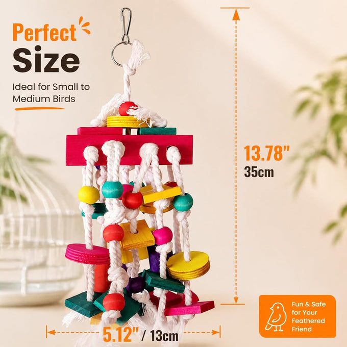 Rypet Parrot Cage Bite Wooden Block Toy for Small Medium African Greys Parrots Birds