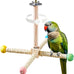 Bird Stand Perch Toy, Wooden Exercise Wheel for Parakeet, Cockatiel, and Budgie Birds, Natural Wood and Hemp Ropes
