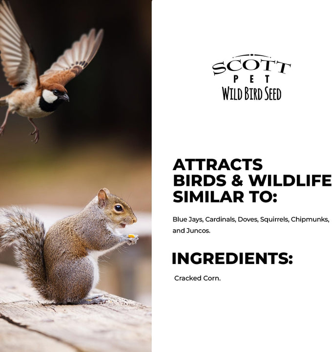 Scott Pet Wild Bird Seed Cracked Corn 9 lbs Bag Feed and Attract Outside Birds in Your Backyard