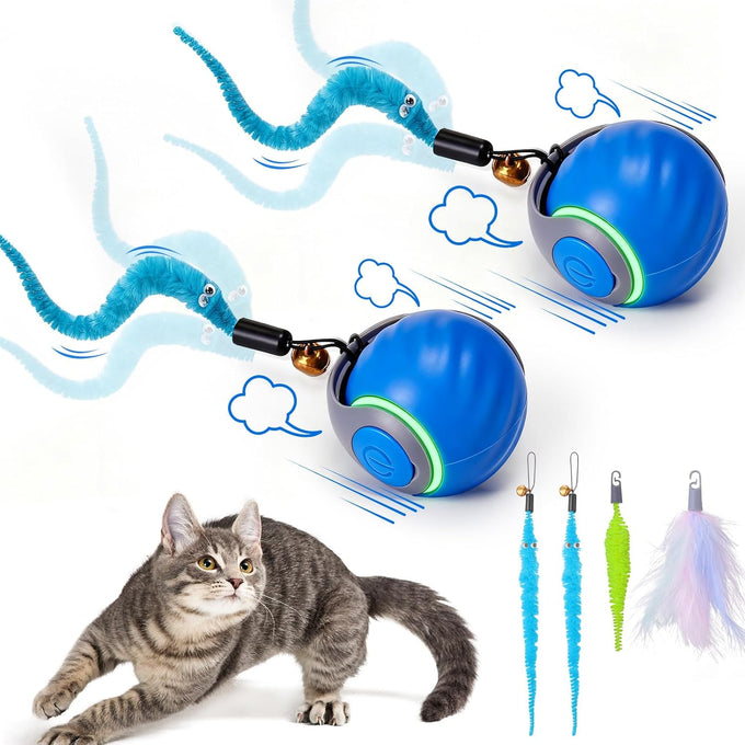 Baborui Automatic Interactive Cat Toy Ball for Small/Medium/Large Cats - Blue