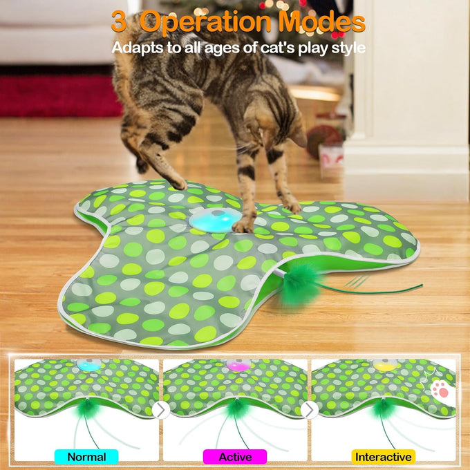 umosis Rechargeable Moving Concealed Feathers Real Mouse Squeaky Touch Activated Cat Kitten Toy
