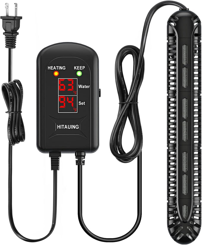 HiTauing 200W submersible aquarium heater with LED display for 20-40 gallon fish tanks