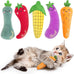etyker plush catnip toys, 5 pack, indoor kitten kitty toys, interactive veggie shape cat kicker chew toys