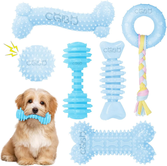 6 pack cute pink small dog toys for puppies, upgraded soft durable chew toys for small dogs