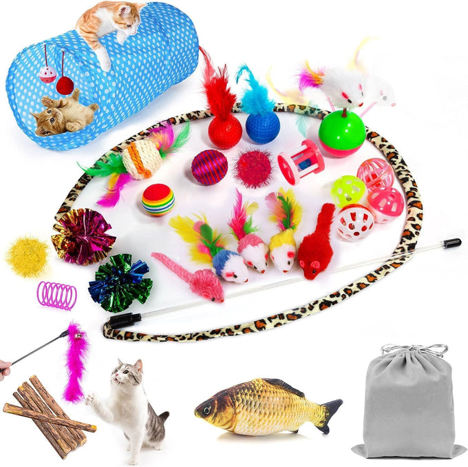 ailuki 35-pc cat toys kitten toys assortment variety catnip toy set for cat puppy kitty