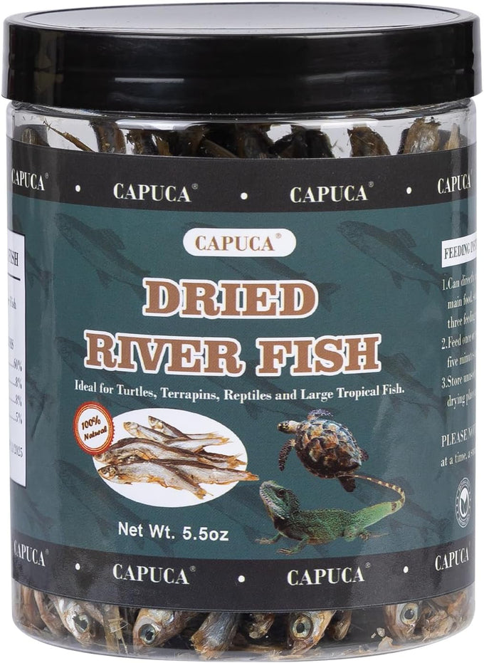 Dried River Fish Minnows - High Protein Natural Food for Turtles, Bearded Dragons, Cats & Tropical Fish (5.5oz)