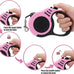 petimp lightweight 16ft retractable dog leash set with pink folding bowl and accessories