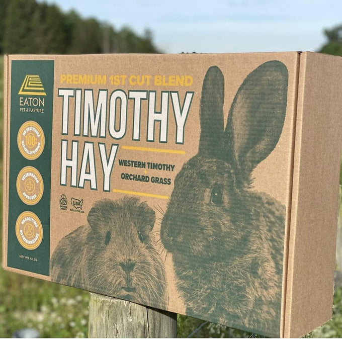 Eaton premium 1st cut western timothy hay orchard blend small animal food 6lb box sustainable eco-friendly