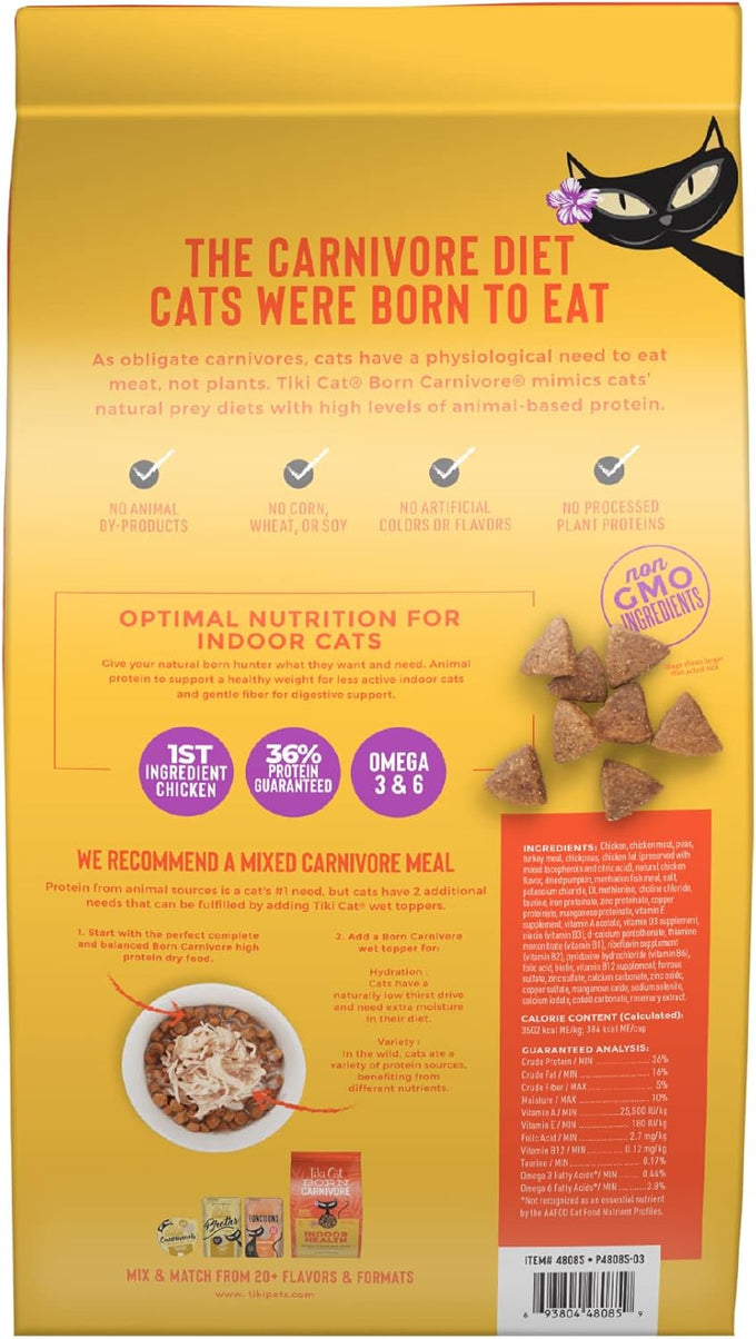 Tiki Cat Born Carnivore Indoor Health, Chicken & Turkey Meal, 6 lbs Bag