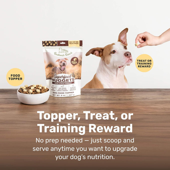 Badlands Ranch Freeze-Dried Duck & Kale Dog Treats, High Protein, No Artificial Additives, 8oz Bag