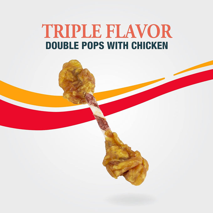 Good 'n' Fun, Triple Flavor Double Pops with Chicken Dog Snacks, Gourmet, Long-Lasting, 5.5 Ounces