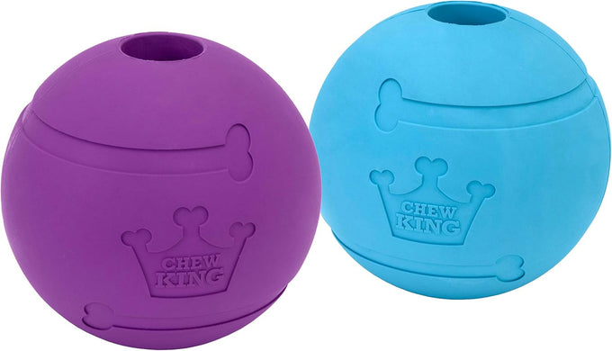 Chew King 3 inch natural rubber fetch balls durable dog toy pack of 3