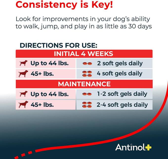 Antinol Plus Dog Joint Supplement with Green-Lipped Mussels and Krill Oil for Mobility and Health