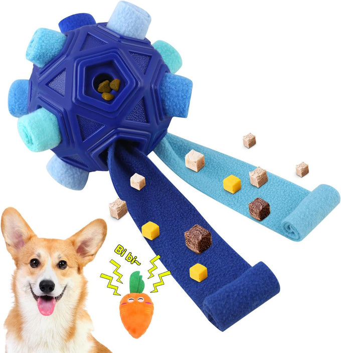 dog snuffle ball-interactive dog toys encourage natural foraging skills slow feeder for training stress relief, cloth strip hiding food chew toys
