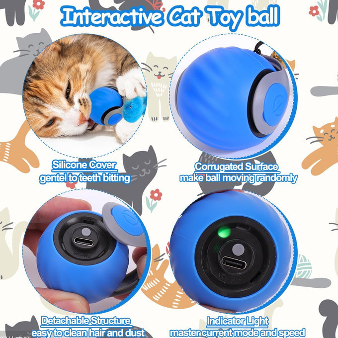 speedy interactive cat toy ball with feather tails automatic rolling indoor cat stimulation gift