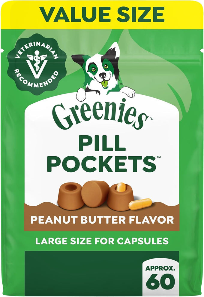 Greenies pill pockets for dogs large size peanut butter flavor 15.8 oz pouch