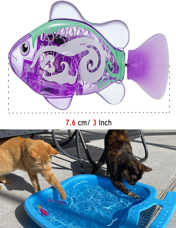 Glowing Waterproof Cat Water Toy with Adjustable Speed and Realistic Motion for Bathtub or Aquarium