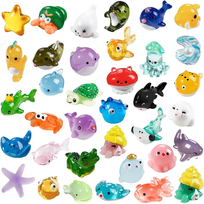 diydec 36pcs ocean resin animals tiny sea animals figurines aquarium ornaments