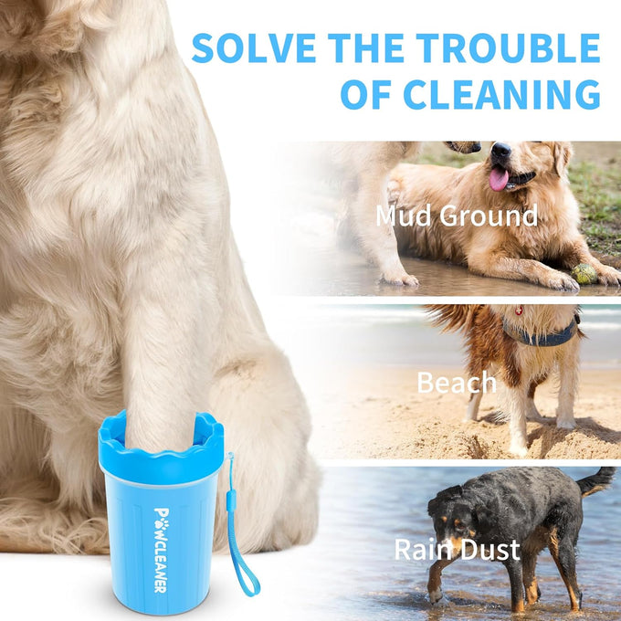 Professional 7-in-1 dog paw cleaner for medium-sized dogs, fits paws 1.5 to 2.5 inches wide, blue