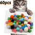 60-piece assorted cat toy set with kitten, mouse, crinkle, and pom pom balls