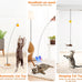 JXFUKAL interactive cat toy 3 in 1 with stable wooden base 2 PCS detachable cat teaser 5PCS refills & elastic string for kitty kitten toys