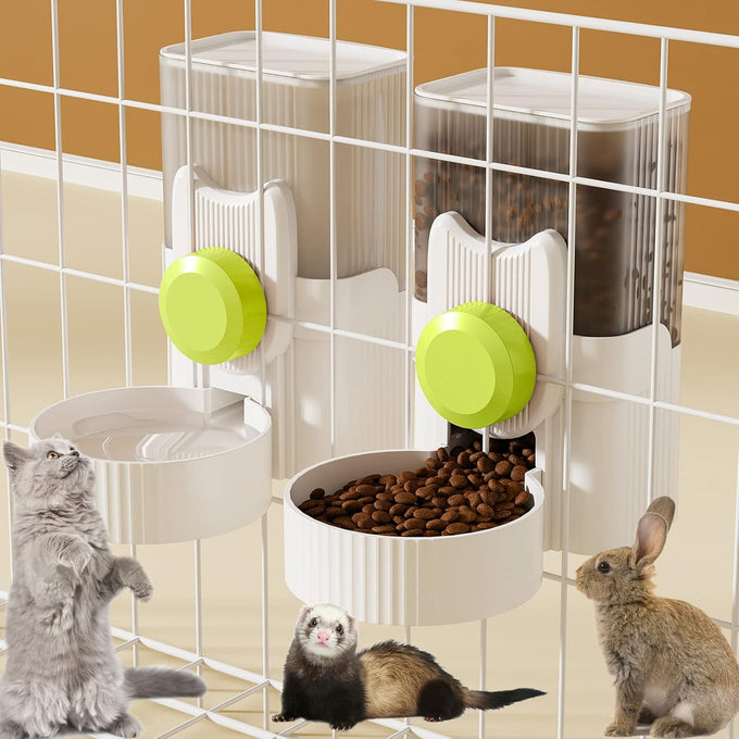 lemtrflo rabbit feeder for cage hanging automatic cat feeder water dispenser ferret cage accessories