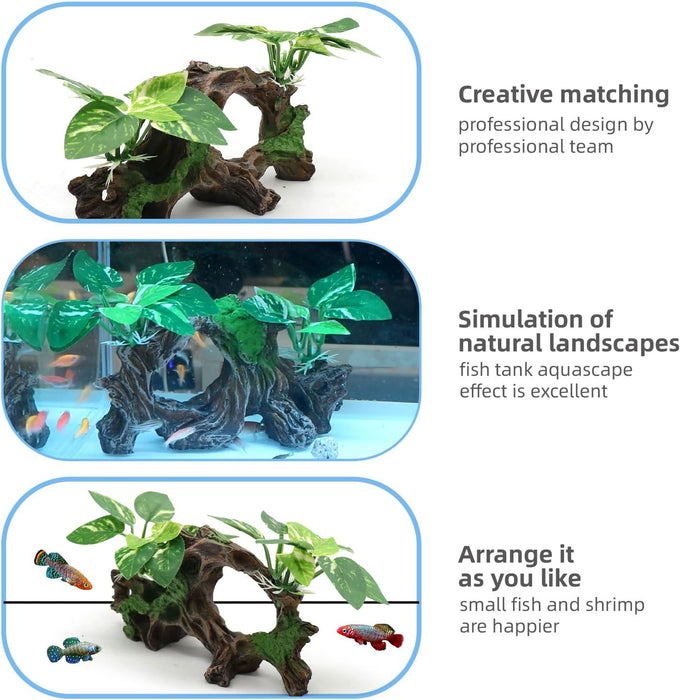 realaqcc artificial driftwood cave aquarium decor ornaments for betta fish tank accessories