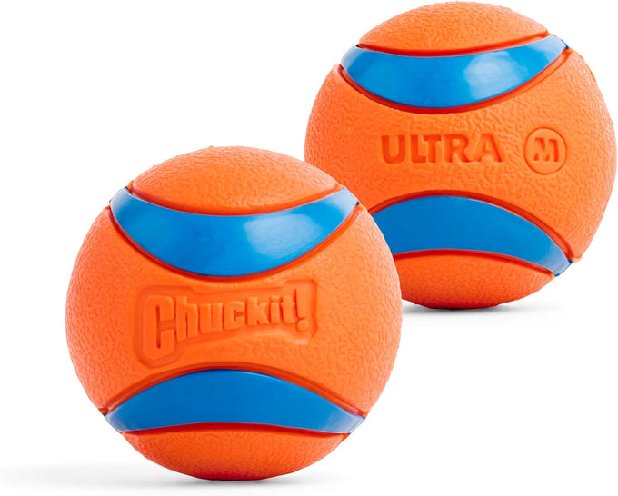 Chuckit! Ultra Ball Dog Toy - Medium Rubber Bouncy Fetch Balls for 20-60 lb Dogs - 2.5-inch Diameter, Pack of 2