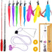 zph cat toys interactive indoor 2pcs retractable cat wand 9pcs teaser toys kitten toy