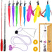 zph cat toys interactive indoor 2pcs retractable cat wand 9pcs teaser toys kitten toy