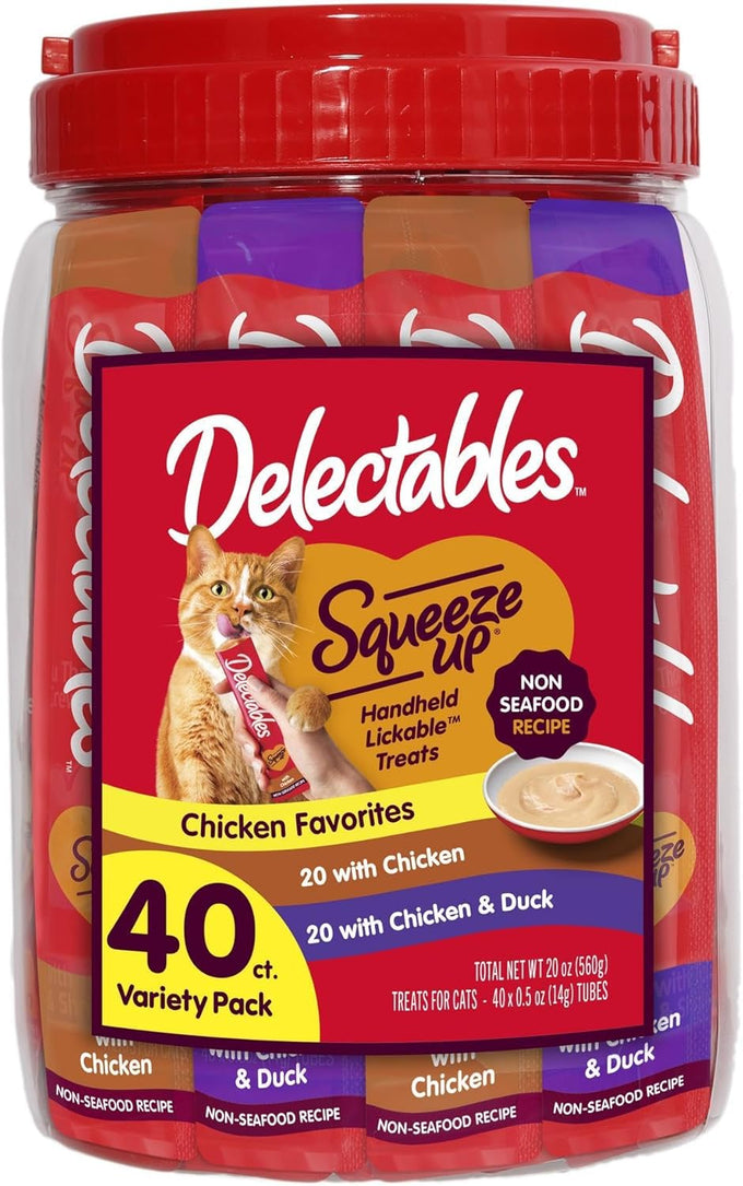 Delectables Squeeze Up Non-Seafood Chicken, 0.5 Ounces Tube, Grain-Free, 40 Tubes Total