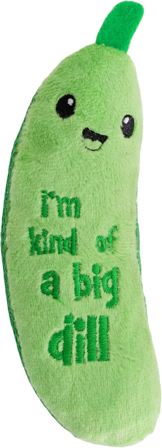 Catstages Pickle Kicker Cat Toy - Soft Plush Crinkle Toy with Catnip and Dental Mesh, 6.5"