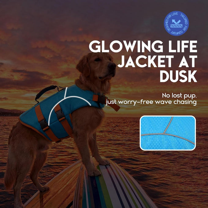 Asenk Dog Life Jacket for Swimming, Boating, Reflective & Adjustable, Small to Large Dogs, Blue, Size S