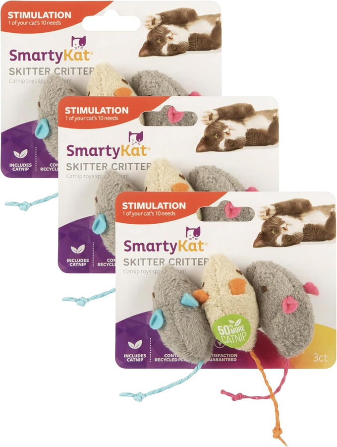 SmartyKat 15-Pack Skitter Critters Catnip Mice Plush Cat Toy Value Set with Potent Catnip