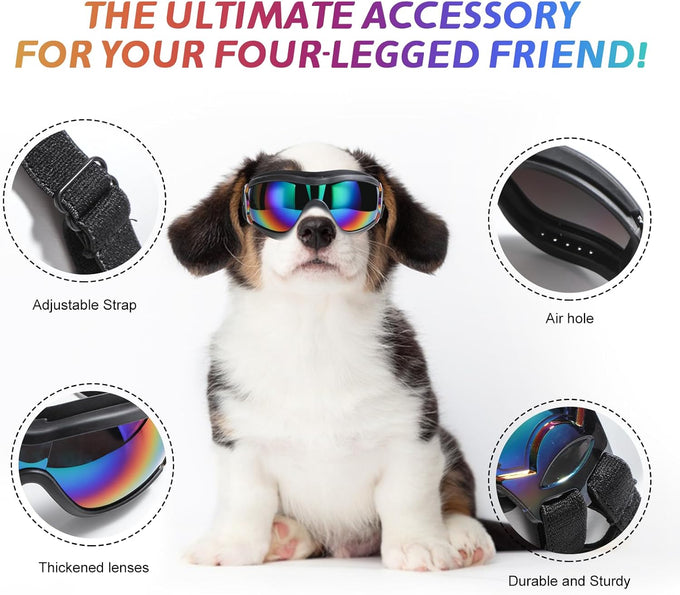 Laser Dog Sunglasses with UV Wind Dust Fog Protection for Medium or Large Pets