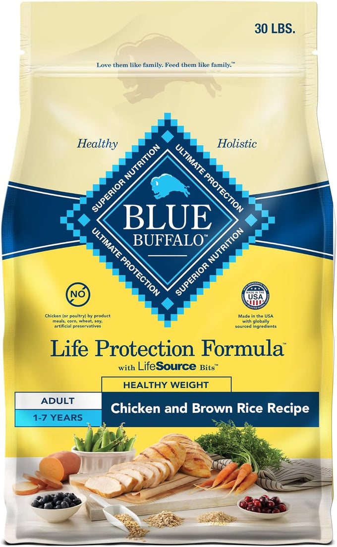 Blue Buffalo Healthy Weight Adult Dry Dog Food, Chicken & Brown Rice, 30-lb