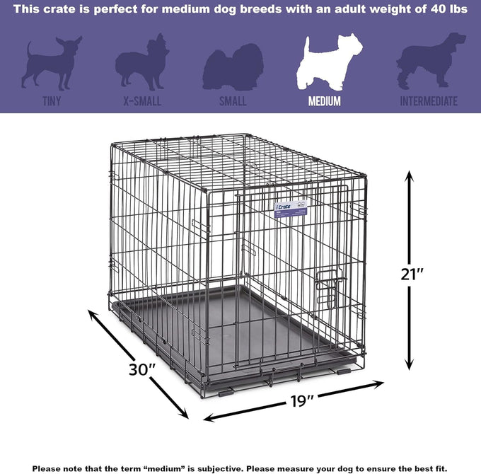MidWest Homes for Pets 30-inch iCrate for medium breeds, 21-40 lbs, durable and easy to assemble
