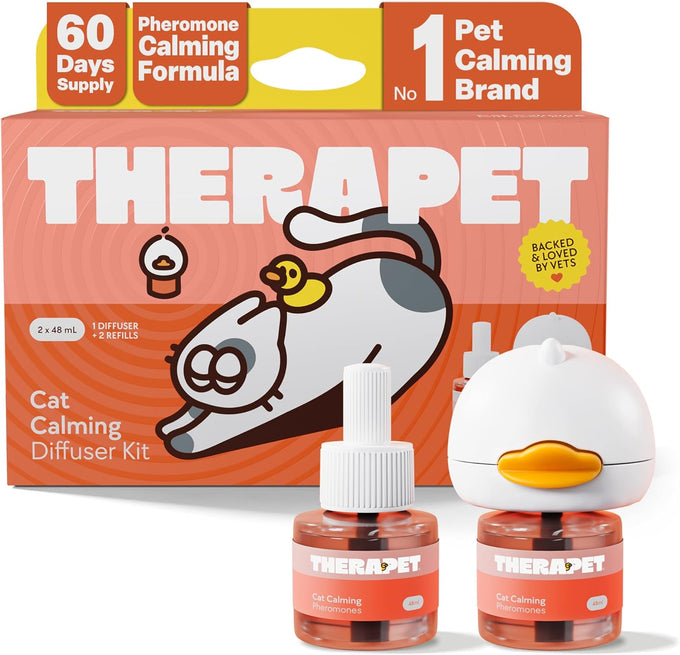 TherapetMD 60-Day Cat Calming Diffuser for Stress and Aggression - Dual-Pheromone Technology - 60-Day Refill Included - 700 sq ft Coverage