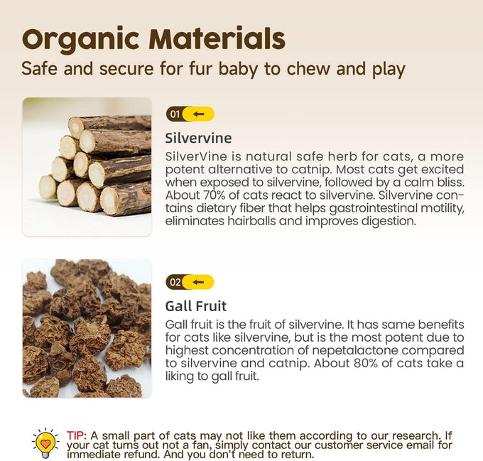 Potaroma natural silvervine sticks cat toys 6 pieces for kittens dental care and edible treats