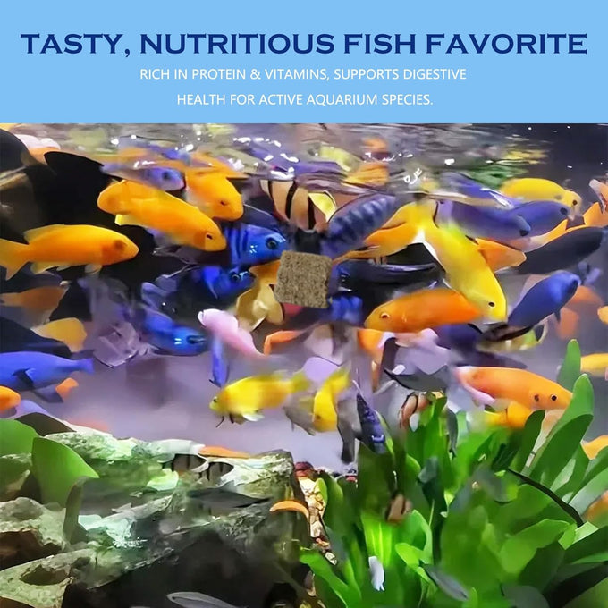Freeze Dried Tubifex Worms Cubes 3.5 oz - High Protein Floating Fish Food for Tropical Fish and Aquariums
