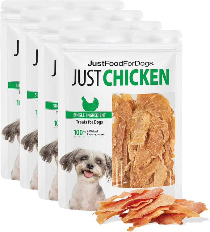 Just Food for Dogs Human Grade Chicken Breast Jerky Treats, Single Ingredient, Grain Free, Low Calorie, Rawhide Free, 5 oz