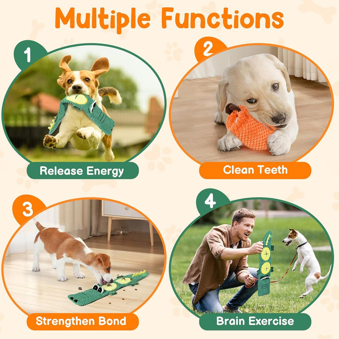 2 Pack Dog Toys for Aggressive Chewers - Interactive Dog Toys with Squeaker & No Stuffing