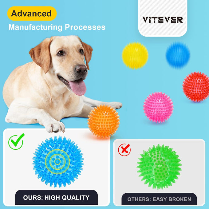 vitever 3.5" squeaky dog toy balls in 6 colors, bpa free, non-toxic for medium, large & small dogs