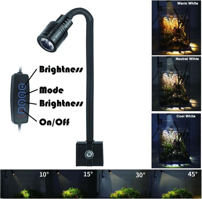 Small nano glass fish tank start kit with filter, LED light for shrimp, small fish, betta (1.5 gallon)